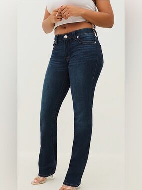 NWOT TRUE RELIGION Billie Mid Rise Straight Dark Wash Jeans Size 27